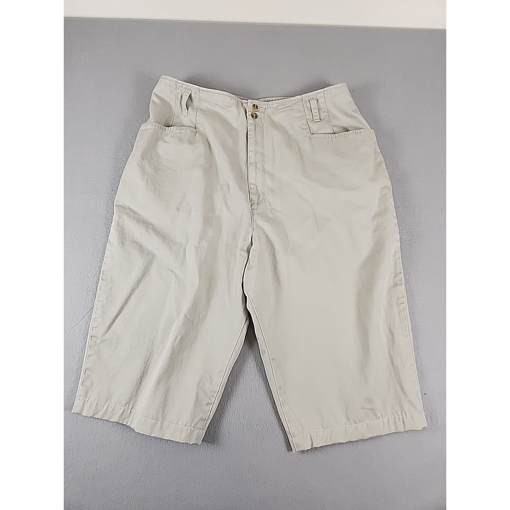 Eddie Bauer Jeans Women 18 Petite Beige  Cropped Capris Slim Fit